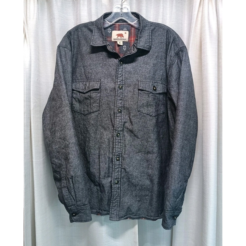 Dakota Grizzly‎ Men's Size XL Gray  Thermal Lined Flannel Button Up Shirt Jacket